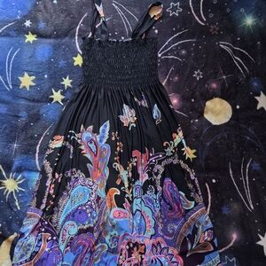 Black Sundress with Vibrant Paisley Print